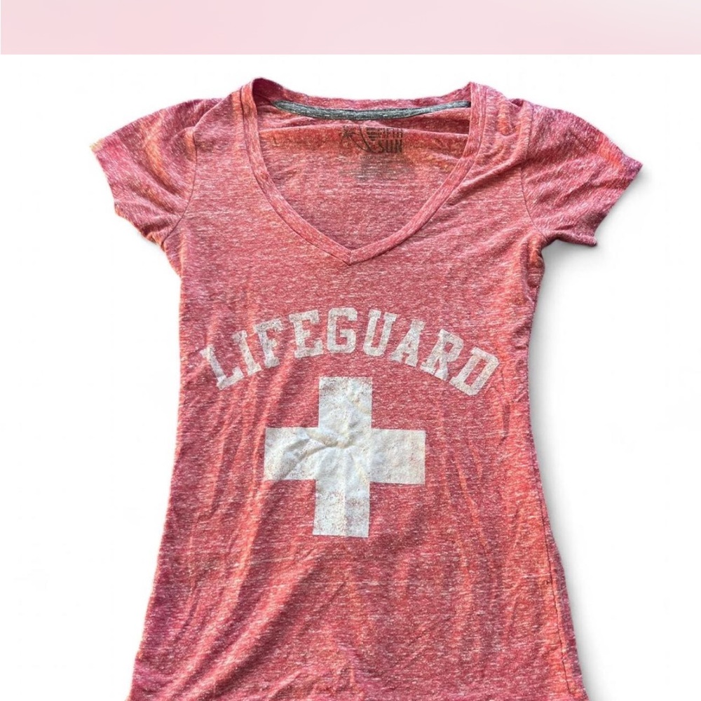 Vintage-style Fifth Sun Red Lifeguard graphic  Tee in good condition !!
